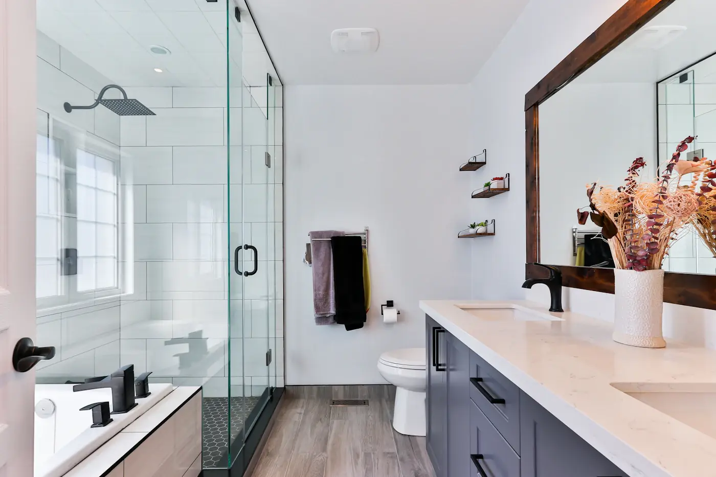 Bathroom remodeling project with new finishes